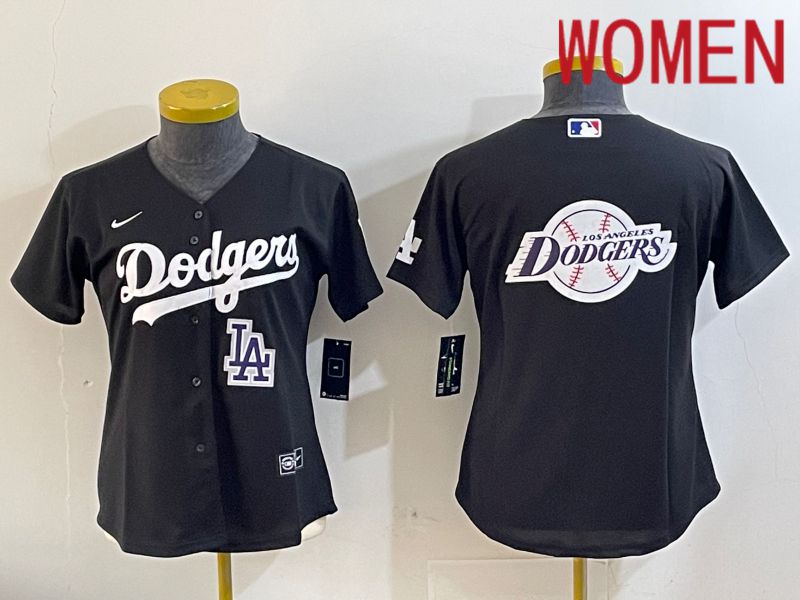 Women Los Angeles Dodgers Blank Black Game 2024 Nike MLB Jersey style 11219->women mlb jersey->Women Jersey